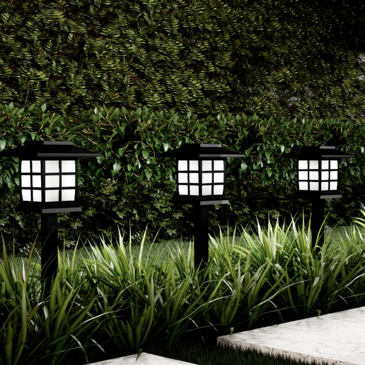 Solar Pathway Coach Lights Set Of 6 Water Resistant Outdoor Garden Stake Lighting